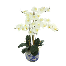 30" Artificial Orchids in Ceramic Vase