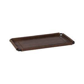 Leather Collection 10" Leather Rectangular Tray - Brown