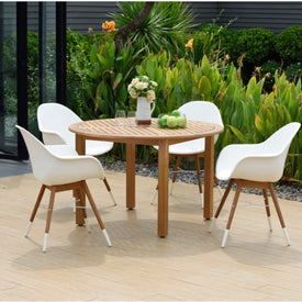 Five-Piece Teak Finish Patio Dining Set