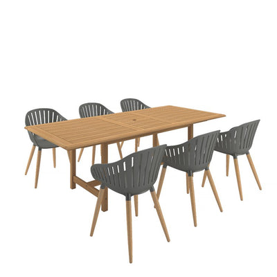 SCDIANREC-6CANNESGR-LOT Outdoor/Patio Furniture/Patio Dining Sets