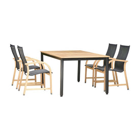 Amazonia Teak Finish & Aluminum Bahamas Rectangular Extendable Patio Dining Set