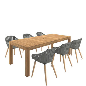 SCRINRECBIG-6CANNESGR-LOT Outdoor/Patio Furniture/Patio Dining Sets