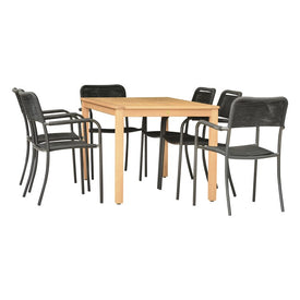 Seven-Piece Teak Finish Patio Dining Set