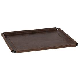 Leather Collection 12" Leather Rectangular Tray - Brown
