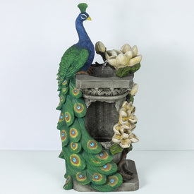Peacock Resin Outdoor Water Fountain with LED Light