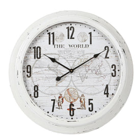 World Iron and Glass White Wall Clock