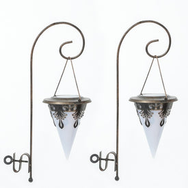 Tapered Solar Lights with Fence hook attachment Set of 2