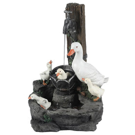 Duck Family Resin Outdoor Patio Water Fountain