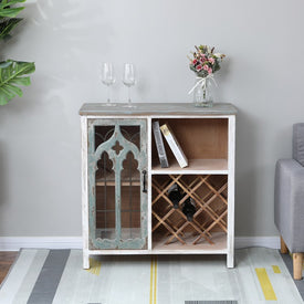 Shabby-Chic Distressed Storage and Wine Cabinet