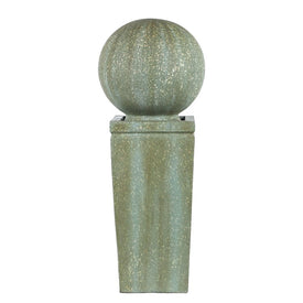 34.5 Stone and Patina Finish Sphere on Pillar Water Fountain