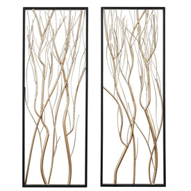Two-Piece Metal Gold Branch Wall Decor