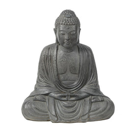 17" Meditating Buddha Gray Magnesium Oxide Garden Statue