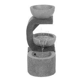 Tiered Pots Resin Outdoor Water Fountain with LED Light