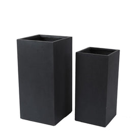 Gray Smooth Stone Finish Tall Magnesium Oxide Planters Set of 2