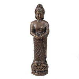 Meditative Standing Buddha Brown Magnesium Oxide Garden Statue