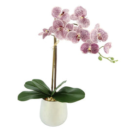 23" Artificial Purple Orchid in Silver Vase