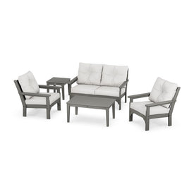 Vineyard Five-Piece Deep Seating Set - Slate Gray/Textured Linen