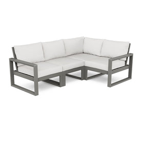 Edge Four-Piece Modular Deep Seating Set - Slate Gray/Textured Linen