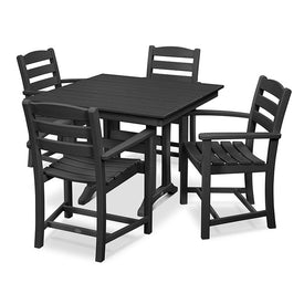 La Casa Cafe Five-Piece Farmhouse Trestle Arm Chair Dining Set - Black