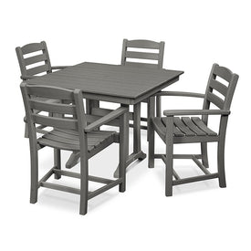La Casa Cafe Five-Piece Farmhouse Trestle Arm Chair Dining Set - Slate Gray