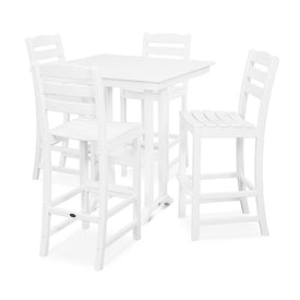 La Casa Cafe Five-Piece Farmhouse Trestle Bar Set - White