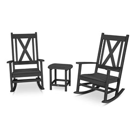 Braxton Three-Piece Porch Rocking Chair Set - Black