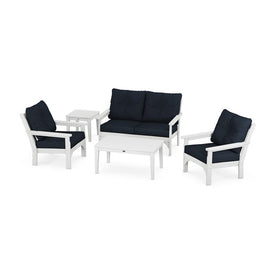 Vineyard Five-Piece Deep Seating Set - White/Marine Indigo