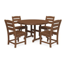 Lakeside Five-Piece Round Side Chair Dining Set - Teak