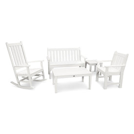 Vineyard Five-Piece Bench & Rocking Chair Set - White