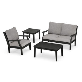Braxton Four-Piece Deep Seating Set - Black/Gray Mist