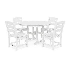 Lakeside Five-Piece Round Side Chair Dining Set - White