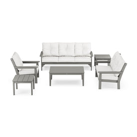 Vineyard Six-Piece Deep Seating Set - Slate Gray/Textured Linen