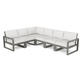 Edge Six-Piece Modular Deep Seating Set - Slate Gray/Textured Linen