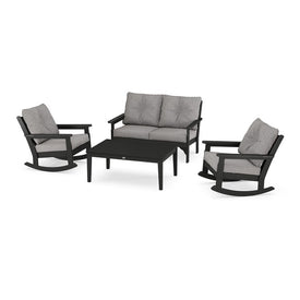 Vineyard Four-Piece Deep Seating Rocking Chair Set - Black/Gray Mist
