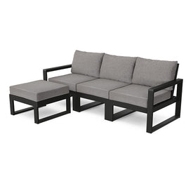 Edge Four-Piece Modular Deep Seating Set with Ottoman - Black/Gray Mist