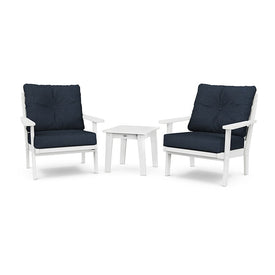 Lakeside Three-Piece Deep Seating Chair Set - White/Marine Indigo