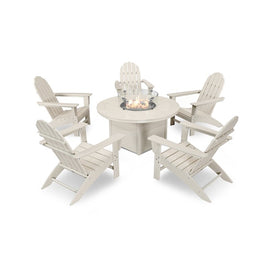 Vineyard Adirondack Six-Piece Chat Set with Fire Pit Table - Sand