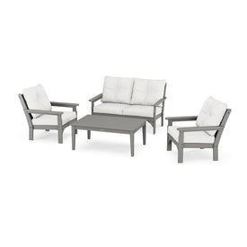 Vineyard Four-Piece Deep Seating Set - Slate Gray/Textured Linen
