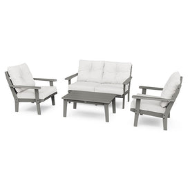 Lakeside Four-Piece Deep Seating Set - Slate Gray/Textured Linen