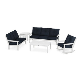 Vineyard Six-Piece Deep Seating Set - White/Marine Indigo