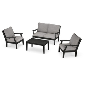 Braxton Four-Piece Deep Seating Chair Set - Black/Gray Mist