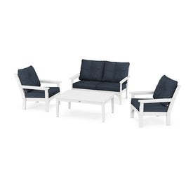 Vineyard Four-Piece Deep Seating Set - White/Marine Indigo