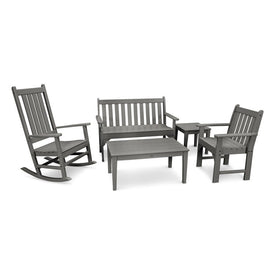 Vineyard Five-Piece Bench & Rocking Chair Set - Slate Gray