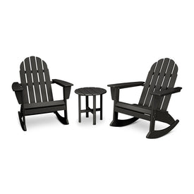 Vineyard Three-Piece Adirondack Rocking Chair Set - Black