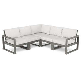 Edge Five-Piece Modular Deep Seating Set - Slate Gray/Textured Linen