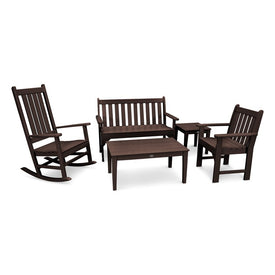 Vineyard Five-Piece Bench & Rocking Chair Set - Mahogany