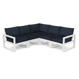 Edge Five-Piece Modular Deep Seating Set - White/Marine Indigo