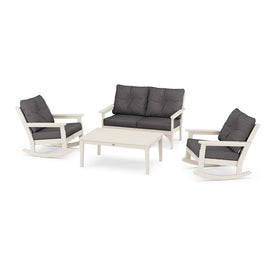 Vineyard Four-Piece Deep Seating Rocking Chair Set - Sand/Antler Charcoal