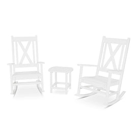 Braxton Three-Piece Porch Rocking Chair Set - White