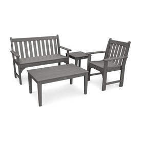 Vineyard Four-Piece Bench Seating Set - Slate Gray